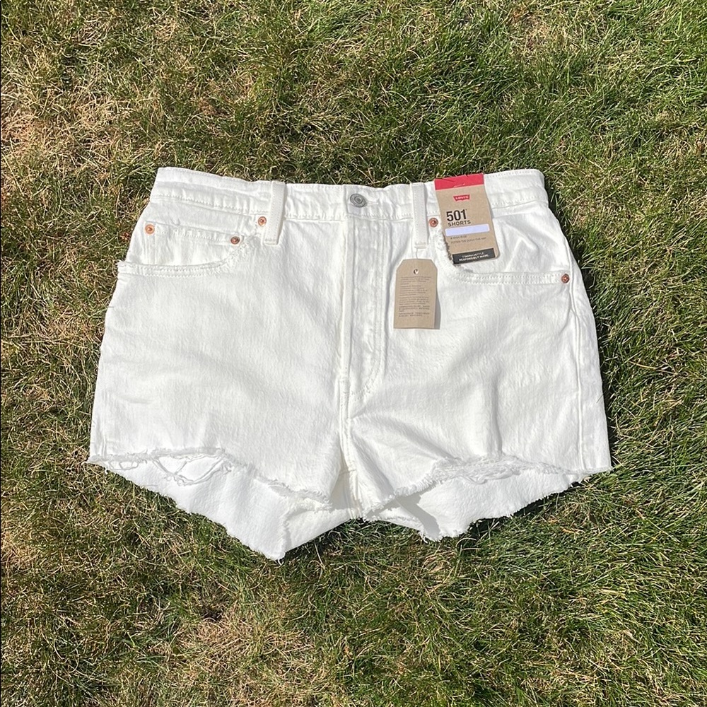Levi's White 501 Jean Shorts
